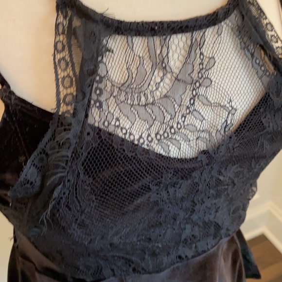 Free People Black Velvet Eyelash Lace Camisole Tank - Picture 2 of 6